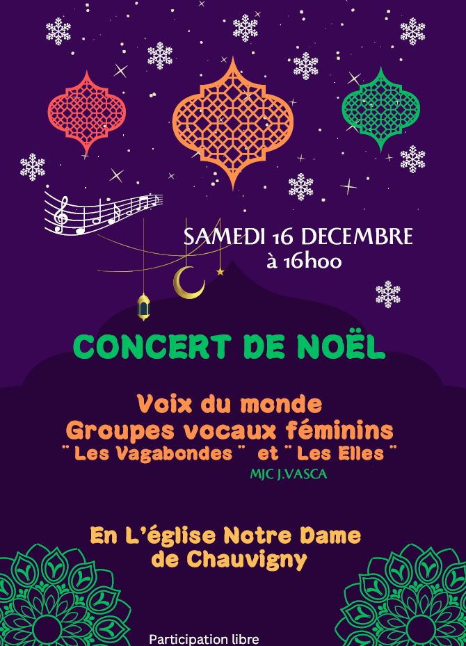Lire la suite à propos de l’article Concert de Noël avec Les Vagabondes et Les Elles samedi 16 décembre à 16h00 église Notre Dame à Chauvigny